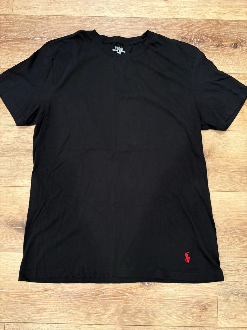 Polo by Ralph Lauren Black Short Sleeve Crew Neck Tee w/ Red Embroidered Logo-L